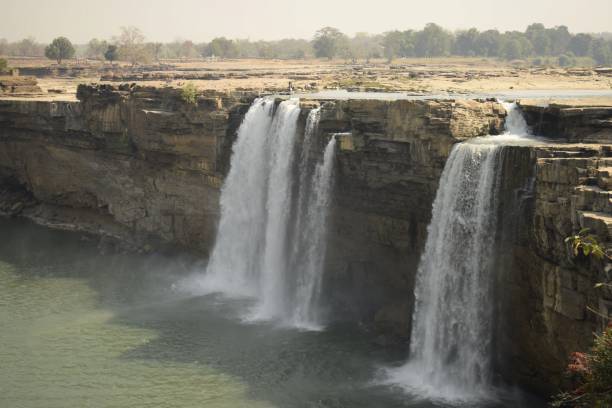 chitrokoot waterfalls plunges to it's gorge from indravati river at baster, chattishgarh